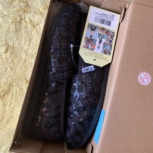 Black Sequin Classic Toms New w/Tags